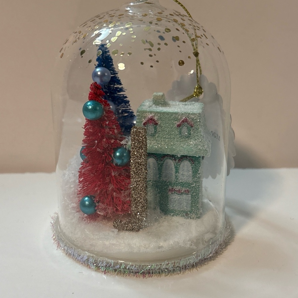 Anthropologie Ornament Snow Globe “J” Arctic Home For The Holidays Monogram NWT